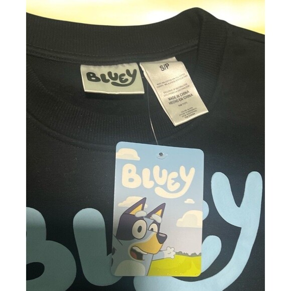 Bluey Disney Bingo Adult Small Unisex Crewneck Sweatshirt Black Graphic NWT - Picture 3 of 3